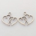 Lot de 10 breloques pendentifs coeur double